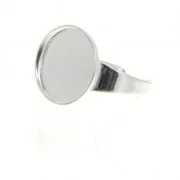 Bague serti pour cabochon fond plat 15 mm Placage Argent fin x1