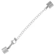 Fermoir mousqueton 12 mm + chainette pour cordon 8 mm en Acier inoxydable 304 x1