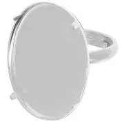 Bague serti cabochon fond plat 25x18 mm en Argent 925 x1