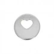 Sequin rond 13 mm - médaille à graver - trou en forme de coeur en Acier inox x10