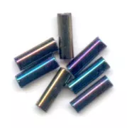 Preciosa Perles rocailles tubes 6.5x2 mm Jet AB x20g