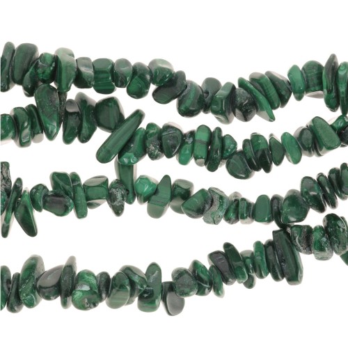 Perles chips 8 - 11 mm en pierre gemme  - Malachite x80cm