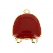 Intercalaire/Chandelier en résine époxy 2 anneaux 20x17 mm Doré à l'or fin/Rouge x1