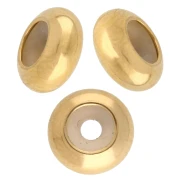 Perle stoppeur en laiton 6x3 mm avec un trou de 1.5 mm Doré à l'or fin x1