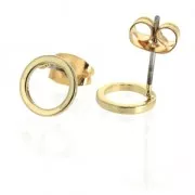 Clous d'oreilles design rond à décorer en laiton 8 mm light gold x2