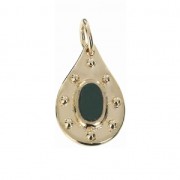 Breloque goutte avec anneau 14 mm Vert / Plaqué Or 3 microns x1|raw }}