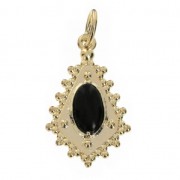 Breloque style ancien losange avec anneau 18.3 mm Noir / Plaqué Or 3 microns|raw }}