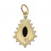 Breloque style ancien losange avec anneau 18.3 mm Noir / Plaqué Or 3 microns
