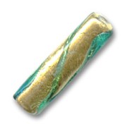Cylindre Murano feuille d'or 36x10 mm Lira Aqua x1