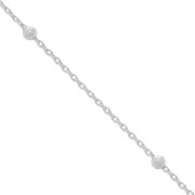 Chaîne maille forçat ovale alternée de perles rondes 2.5 mm (1x3) Argent 925 x50cm