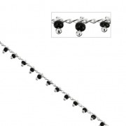 Chaîne maille Rombo perlée avec rocailles 1.7 mm Jet/argenté x 50cm|raw }}