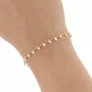 Chaîne maille Rombo perlée de rocailles 1.7 mm Blanc/doré x 50cm