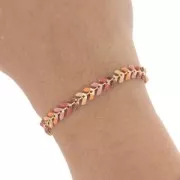 Chaîne maille chevron en épis résine époxy 6.3mm Camel/Light Rose/Beige doré x 20cm