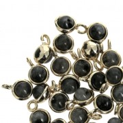 Mini breloque ronde avec pierre imitation Labradorite 7 mm doré