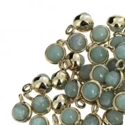 Mini breloque ronde avec pierre imitation Amazonite 7 mm doré