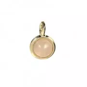 Mini breloque ronde avec pierre imitation Quartz Rose 7 mm doré