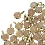 Mini breloque ronde avec pierre imitation Quartz Rose 7 mm doré