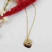 Mini breloque ronde avec pierre imitation Lapis Lazuli 7 mm doré