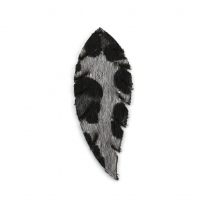 Pendentif plume en matière synthétique 55x20 mm Gris/Noir x2