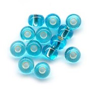 Preciosa Perles rocailles 5/0 4.5 mm - Aquamarine Silver Lined x20g|raw }}