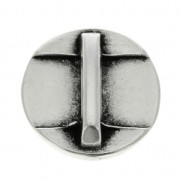 Poussoir rond disque de Phaistos 18 mm pour lacet 10 mm Placage Argent fin vieilli x1