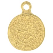 Pendentif médaille Disque de Phaistos 16 mm Doré à l'or fin x1