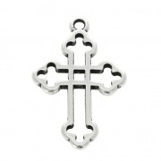 Pendentif symbole religieux croix 25.5x16 mm Placage Argent fin vieilli x1|raw }}