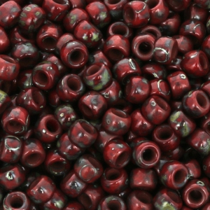 Rocailles Matubo 7/0 - 3.5 mm Opaque Red Picasso x10g