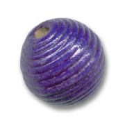 Perles ronde striée en bois 20 mm Bleu violet x 1