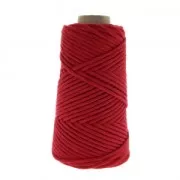 Bobine de cordon en coton pour macramé Cotton Suprême 3XL peigné - Rouge x75m