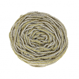 Bobine de cordon pour macramé Rayon Air 4 mm Doré / Blanc x 50m