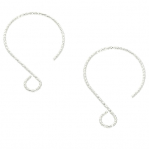 Crochets d'oreilles surface diamantée 23 mm en Argent 925  x2
