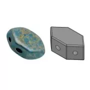 Perles en verre Paros® par Puca® 7x4 mm Opaque Aqua Deep Gold x10g