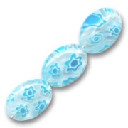 Olives plates Millefiori 14x10 mm Crystal fleurs Aquamarine x5|raw }}