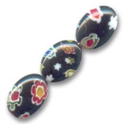 Olives plates Millefiori 14x10 mm Noir x5