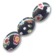 Olives plates Millefiori 14x10 mm Noir x5