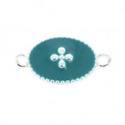 Intercalaire 2 anneaux - croix - résine époxy 15x8.5 mm Placage argent fin - Turq.|raw }}