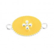 Intercalaire 2 anneaux - croix - résine époxy 15x8.5 mm Placage argent fin - Jaune
