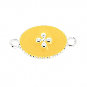 Intercalaire 2 anneaux - croix - résine époxy 15x8.5 mm Placage argent fin - Jaune