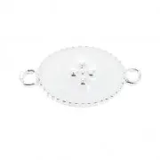 Intercalaire 2 anneaux - croix - résine époxy 15x8.5 mm Placage argent fin - Blanc