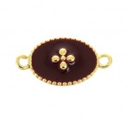 Intercalaire 2 anneaux motif croix en résine époxy 15x8.5 mm doré/Dark Red