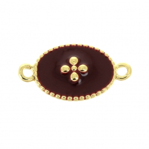 Intercalaire 2 anneaux motif croix en résine époxy 15x8.5 mm doré/Dark Red