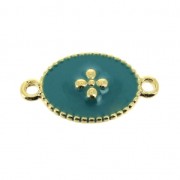 Intercalaire 15x8.5mm motif croix - résine époxy - Doré Or fin - Green Turquoise|raw }}