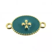 Intercalaire 15x8.5mm motif croix - résine époxy - Doré Or fin - Green Turquoise