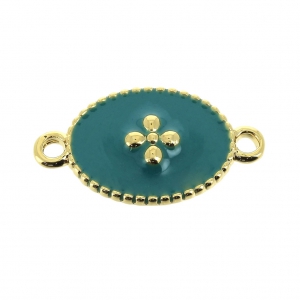 Intercalaire 15x8.5mm motif croix - résine époxy - Doré Or fin - Green Turquoise