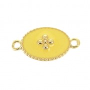 Intercalaire 15x8.5 mm motif croix et résine époxy - Doré à l'or fin - Jaune x1