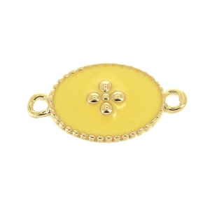 Intercalaire 15x8.5 mm motif croix et résine époxy - Doré à l'or fin - Jaune x1