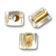 Cubes Miyuki 3 mm SB3-234- Crystal Spkl Met Gold Lined x10g