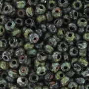 Preciosa Perles rocailles 9/0 2.5 mm - Jet Travertin x20g