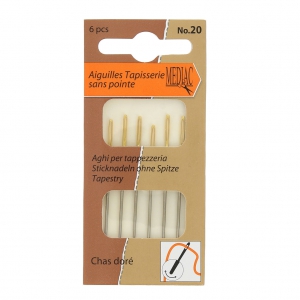 Aiguilles tapisserie chas doré sans pointe bout rond Mediac n°20 x6